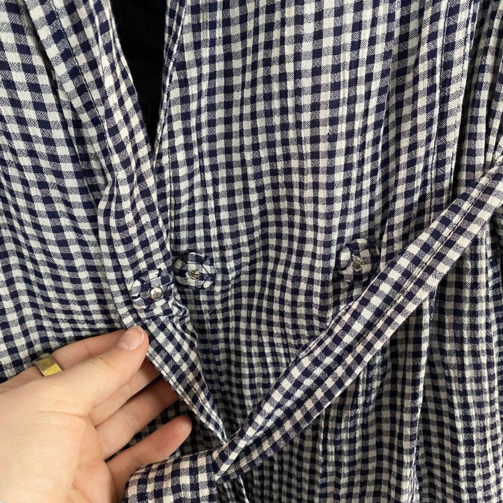 Lauren Conrad‎ Gingham Trench Coat Ruffled Lightweight Waist Tie Women's  Small - Picture 4 of 8